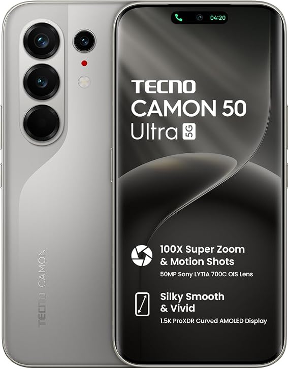 TECNO Camon 50 Ultra 5G, 256GB ROM, 16GB RAM, 50MP Kamera | 60x AI Zoom, IP69K/IP68/IP66, eSIM Destekli, 2 Gün Pil Ömrü, Askeri Sertifikalı