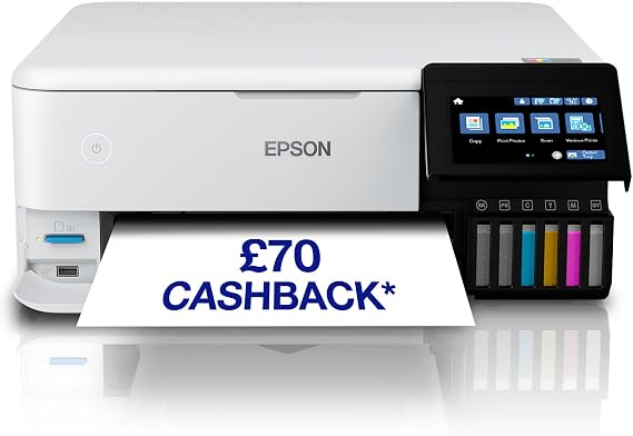 Epson EcoTank ET-8500 Ink Tank Printer | Photo Printing | 6-Colour Inks | Wireless | A4 | Print, Copy, Scan | 10.9cm Touchscreen | Double-Sided
