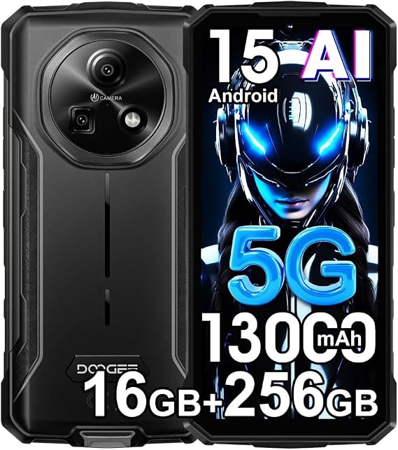 Fire 7 Rugged Smartphone,13000mAh 18W,16GB+256GB/2TB, 5G Rugged Phone,6.6" HD+90Hz,64MP+16MP,Triple Slots Sim-Free Mobile Phones,IP68/NFC/OTG/Face ID/GPS Android 15 Gray