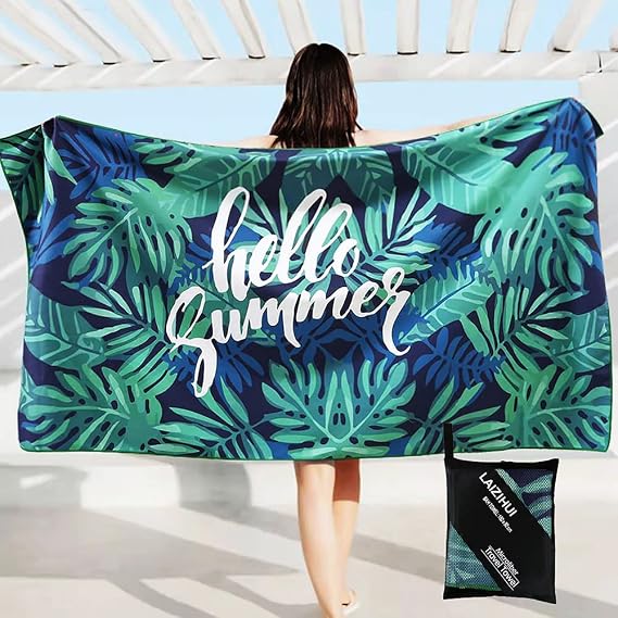 microfiber beach towel, quick dry & light weight travel towel，swimming towel and beach towel，great for camping, gym, beach and swimming 160 x 80cm.