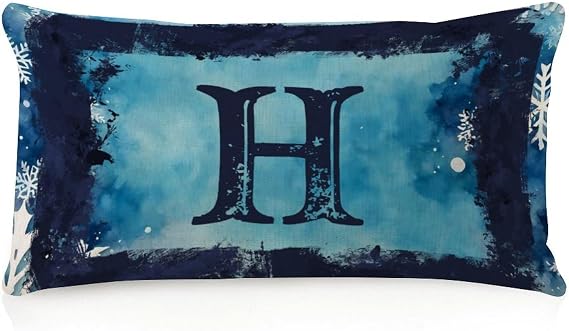 Rustic Body Pillow Case Cover with Zipper 12x20in Monogram Letter H Home Decoration Long Pillow Sham Customized Monogrammed Accent Pillows for Bedroom Home Outside