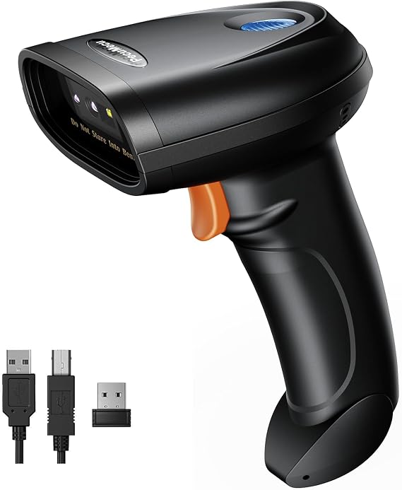 Bluetooth 2D Barcode Scanner, 3-in-1 Bluetooth & USB Wired & 2.4G Wireless QR Barcode Reader, PDF417 Data Matrix Handheld Bar Code Scanner Work with Windows, Android, iOS (TM-10B)