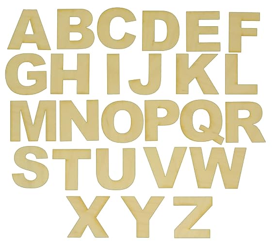 Wood Letters in The Arial Font, (Cutout) (S)