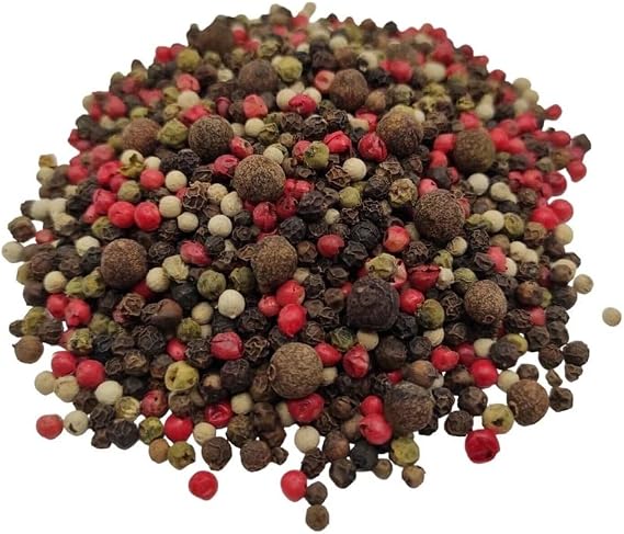 5 Colour Mixed Whole Peppercorns Dried (Black | White | Pink | Green | Pimento) by Spice ZoneÂ® (250 Grams) 
