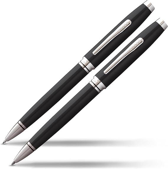 Cross Coventry Refillable Pen & Pencil Gift Set Presented in a Everyday Gift Box - Medium Point, Black Ink, Black