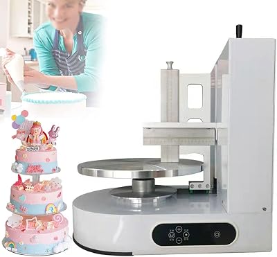 Automatic Birthday Cake Cream Smooth Coating Decoration Machine 4-12inch Cakes Butter Cream Spreading Machine Cake Bread Cream Jam Spreader,White
