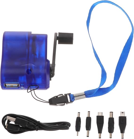 Emergency Phone Charger with Hand Crank Mini 5 Connectors Cable