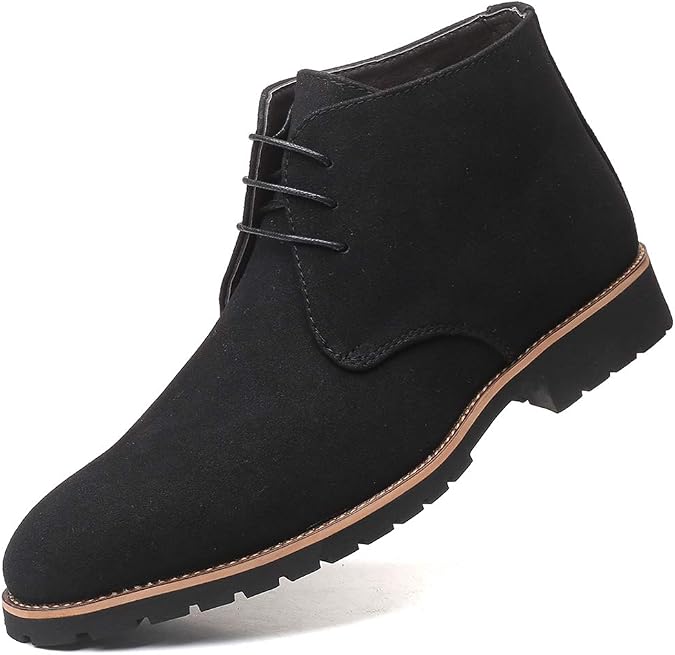Santimon Men's Suede Leather Lace Up Oxfords Chukka Ankle Boots Black Blue Brown