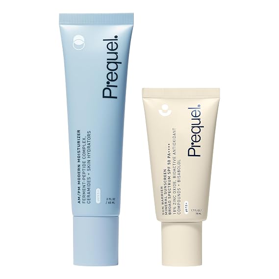 Prequel Skin Care Bundle: AM/PM Modern Moisturizer + Mineral Sunscreen SPF 50 (Travel Size 1.7oz), Daily Hydration and UV Defence