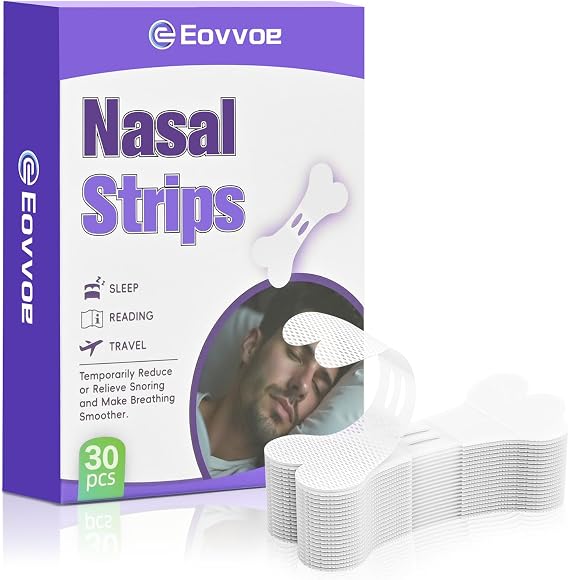 Nasal Strips for Snoring, 30 Pcs Nasal Strips, Relieve Nasal Congestion, Comfortable Fit, Improved Airflow, Extra Strength Anti Snoring Solution