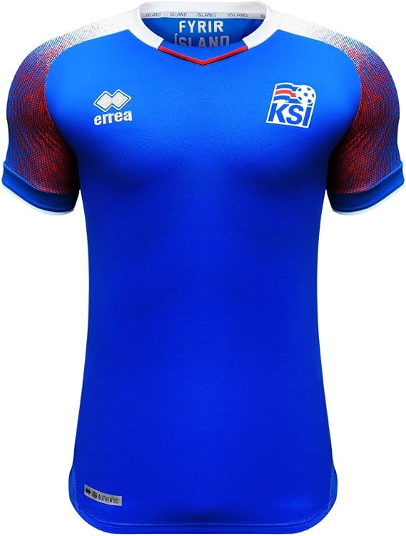 Errea Men's Iceland Home World Cup 2018 Russia, Azure/White/Red, X-Large