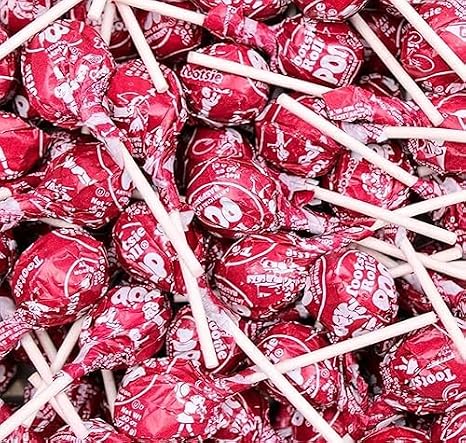 Red Raspberry Red Lollipops, Red Tootsy Pops (1 Pound)