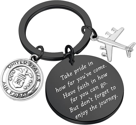 FUSTMW Airforce Keychain Military Development Air Force Academy Basic Training Graduation Gift for Men