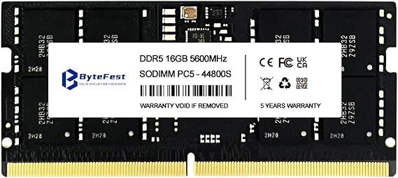 DDR5 RAM 16GB 5600MHz PC5-44800 CL46 1.1V SODIMM 262-Pin Laptop/Notebook Memory Module
