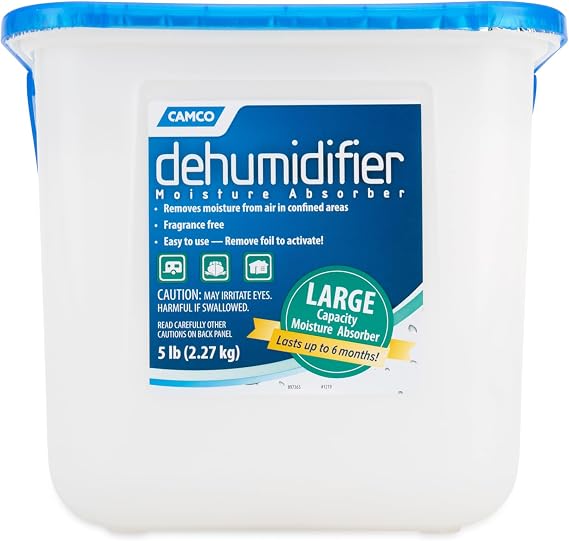 Camco Moisture Absorber Bucket - Features Fast-Acting Moisture-Absorbing Agent - No-Fragrance Beads Use with RV Storage, Camper Organization & More (44282)