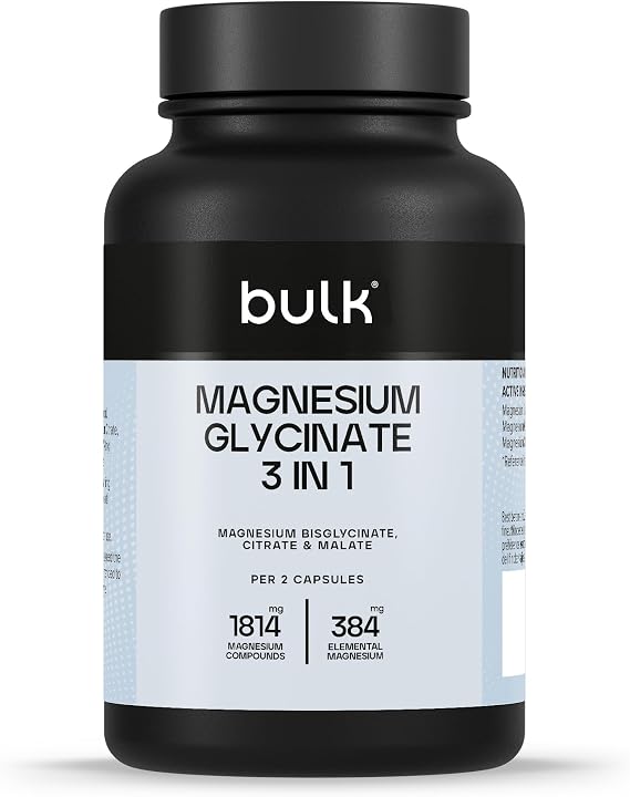 Bulk Magnesium Glycinate 3-in-1 Complex | 1800mg High Absorption | Triple Strength Magnesium with Bisglycinate, Citrate & Malate | Supports Muscle Function, Energy & Repair | Vegan | 90 Tablets