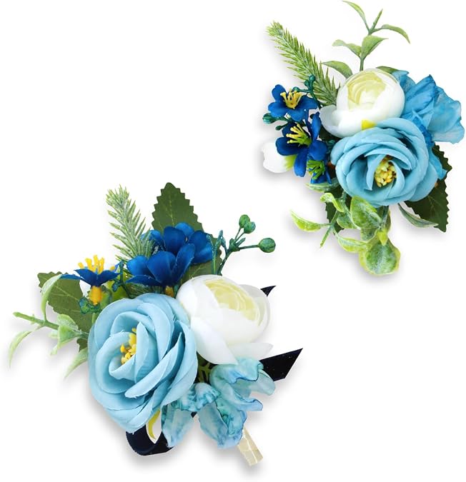 Prom Corsage And Boutonniere Set Orange Artificial Silk Wrist Corsage & Boutonniere For Men Wedding Groom Boutonniere For Prom, Homecoming, Courthouse Wedding, White Rose Corsage Wristlet Gift Set