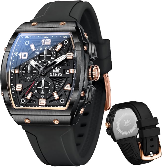 OLEVS Square Watch for Men Large Waterproof Multifunction Casual Men Watches Business Male Wrist Watch