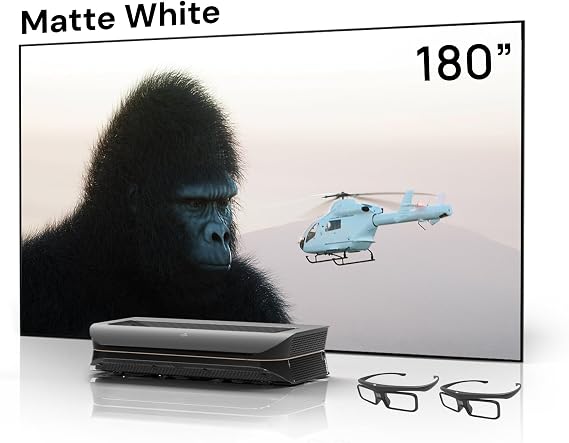 AWOL VISION LTV-3500 Pro with 180" Matte White Screen MW180 Bundle, Dolby Vision & Atmos, HDR10+, 150" UST Laser TV Home Theater Projector with 180" matte white screen