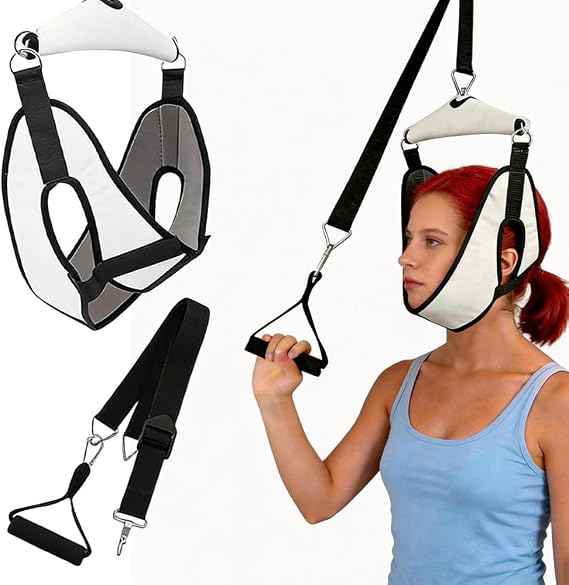 Neck Stretcher, Cervical Neck Traction Device, Portable Neck Stretcher for N-ECK Pain, Door Neck Traction Device for Home Use, Ratchet N-ECK Tension Cervical Traction Device