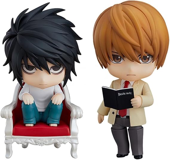 Death Note Figures, Light Yagami Anime Figure Statues Movable Replaceable Head Pvc L Action Figurine Birthday Gifts for Fans