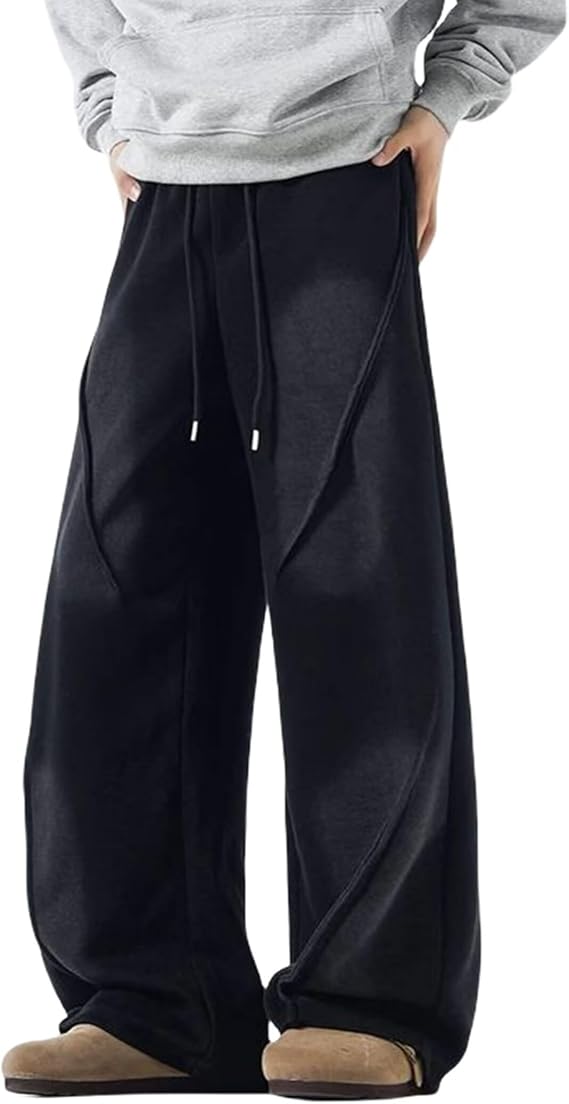 FCOOLYEET Mens Wide Leg Sweatpants Joggers Y2k Baggy Track Pants Streetwear Open Bottom Gym Sweatpants for Men