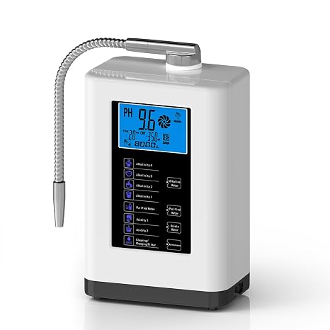 Alkaline Water Ionizer Machine, Water Machine PH 4-10.5 for Alkaline & Acidic Water, 5 Titanium Plates, Up to -500mV ORP, 8,000L Filter, 7 Water Settings, Auto-Cleaning, Intelligent Voice