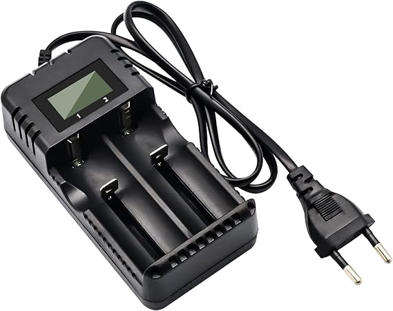 Akü Şarj Cihazı LCD Ekran Lityum İyon Pil Şarj Cihazı Akıllı Hızlı Şarj 2 Yuvalı Kafa Çok Sayıda 3,7 V 26650/18650/14500/16340 Lityum İyon Piller ile Uyumlu (Small)