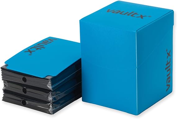 Vault X Large Deck Box with 150 Black Sleeves fits 100+ Cards (Blue)