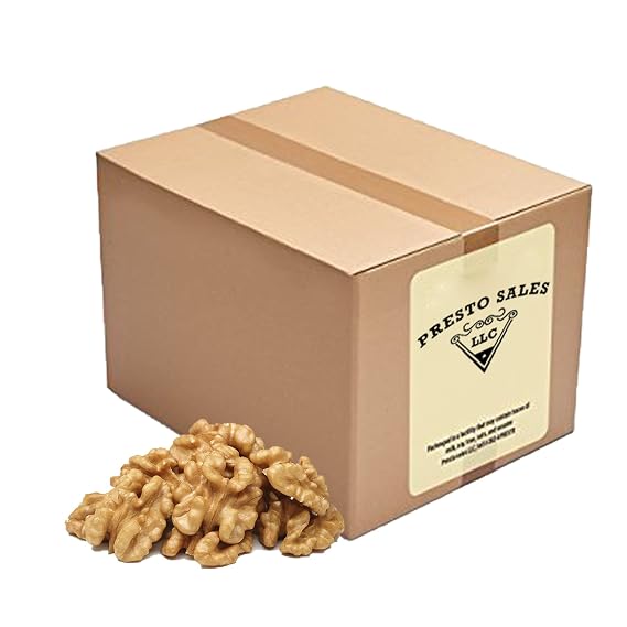 Walnuts,#34;FRESH N' TASTY" Halves and Pieces Raw, Low-Carb, High-Protein, shelled Fresh, Healthy snack, Gluten free, Dietetic, Vegan, Packed in a 10 lbs. (160 oz.) Resealable pouch bag by Presto Sales