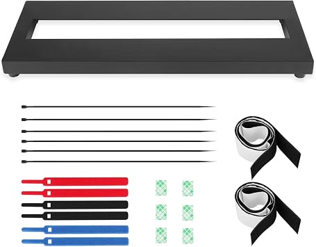 Mr.Power 15" x 5.7" Mini Pedalboard, 0.75lb Alum Alloy Super Light Guitar Bass Effect Pedal Board, With Accessories Self Adhesive Hook Loop Tape, Cable Ties, CabIe Clamps Small Pedalboard