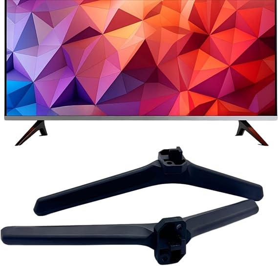Universal TV Stand Legs for 65.62 to 85.3 Inch TVs 2PCS Replacement TV Feet with Screws Easy Install Plastic Mounting Brackets Black Tabletop Base Stand (Check Holes Fit)
