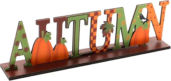 Thanksgiving Sign,Autumn Decorations Wooden Ornaments,Thanksgiving Pumpkin Autumn Letter Decoration,Harvest Table Sign Fall Decorations for Home,7 * 4 * 25 cm