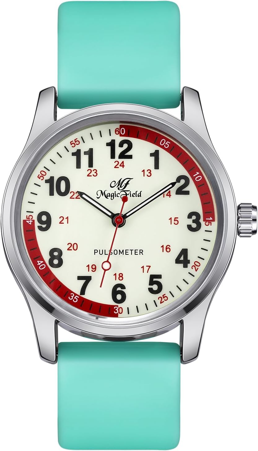 SIBOSUN Nurse Watch Wrist Watch Easy to Read Watches for Medical Students, Nurse, Doctors, Quartz Analog Second Hand Luminous Waterproof Silicone Straps Quick Release