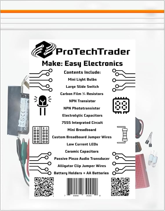 ProTechTrader Make: Easy Electronics Component Pack - Lean Basic Electronics with no Tools for Easy Electronics by Charles Platt (Book Sold Separately) (Easy Electronics Component Pack Only)