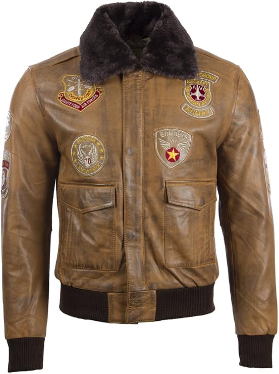 Aviatrix Men's Real Leather Aviator Pilot Bomber Jacket (JWR3)