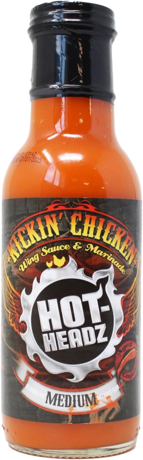 Hot-Headz! Kickin' Original Mild Chicken Wing Sauce and Marinade. Buffalo Style Cayenne Pepper Hot Sauce for Wings, BBQ & Chicken. Vegan & Gluten Free Buffalo Sauce with Light Spice & Heat (354 ml)