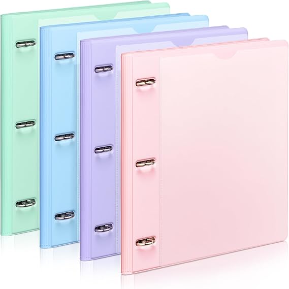 Sooez 4 Pack Telescoping 3 Ring Binder 1 Inch, Expandable Three Ring Binder | Slim, Clear View Cover with Inner Pocket, Holds 8.5x11 Paper, Space Saving for School & Office, Assorted Pastels