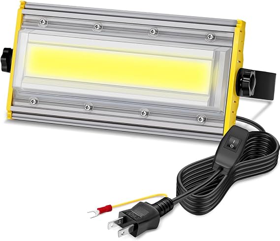 Shineshre LED Floodlight, Outdoor, 50 W, Work Light, 850 W Equivalent, 8000 LM, Outlet Type, Ultra Thin, Security Light, Entrance Light, Daylight White, 80 V-150 V, IP67 Waterproof, Angle Adjustment