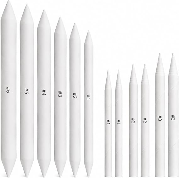 12PCS Blending Stumps & Tortillions - Paper Blenders for Drawing, Shading & Sketching - 9 Size Options for Graphite, Charcoal & Pastel