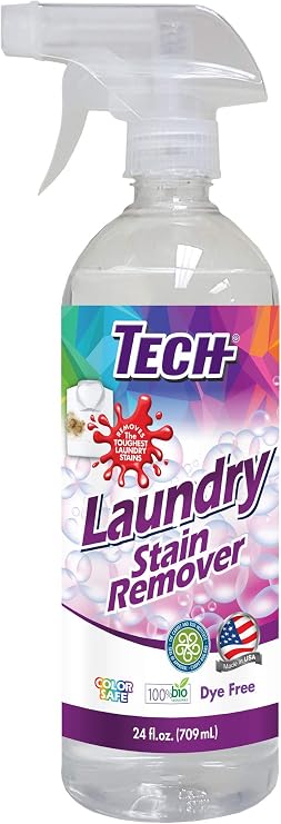 TECH Laundry Stain Remover Spray - Color Safe, Effective Clothes Stain Remover (24 OZ)