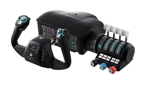 Turtle Beach VelocityOne Flight Simulation Yoke System XBOX PC Black XBOX Series X|S/XBOX One/Windows PC Complete Control Pilot Horn Push Lever Squadrant Trim Wheel & Rowing Control