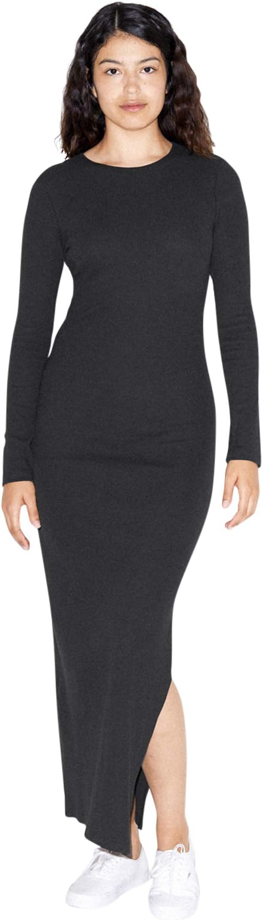 American Apparel Women's Cotton 2x2 Long Sleeve Crewneck Dress
