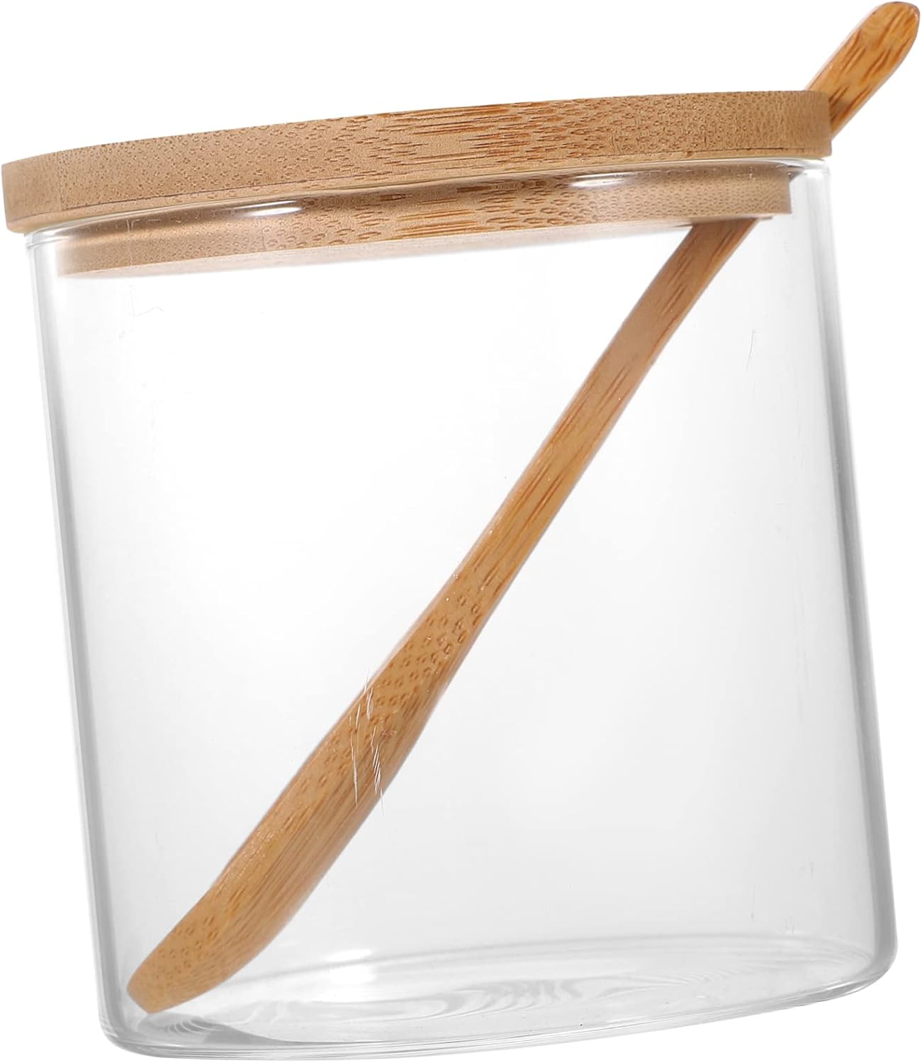 Kitchen Utensils, Container with Lid, Salt Shaker, Baking Bowl, Jar with Lid, Sugar Bowl, Glass Shaker, Kitchen Spice Storage Box, Spice Storage Box with Spoon, Bamboo