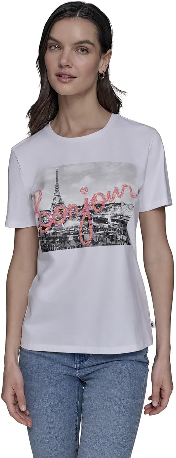 Karl Lagerfeld Women's Soft Everyday Logo Casual T-Shirt