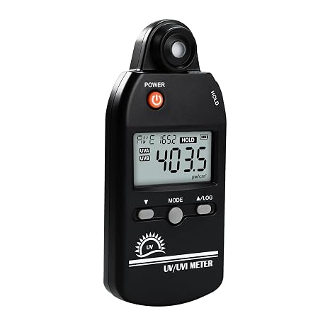 UV Meter Digital UVB Meter, 280-400 nm UV Index Meter with UV and UVI Switchable, 0-5000 μW/cm² Measuring Range UV Detector with 100 Groups Data Record, UV Index Meter for Reptiles, etc.
