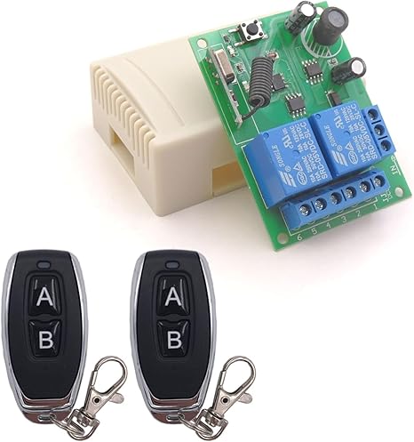 DieseRC DC 12V 24V 30V Güvenli Uzaktan Kumanda Anahtarı Evrensel Kablosuz 433Mhz rf 10A Röle Alıcı Kartı ile 2 Verici Anahtarlık, Motor, Işık, Kapı kapısı, DIY Kablosuz Denetleyici