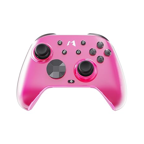 MOBAPAD Huben2 Wireless Switch Controller Pro PC Controller with ALPS Linear Motors, Pro Controller Switch, Omron Mechanical Buttons, 6-Axis Motion (Pink)