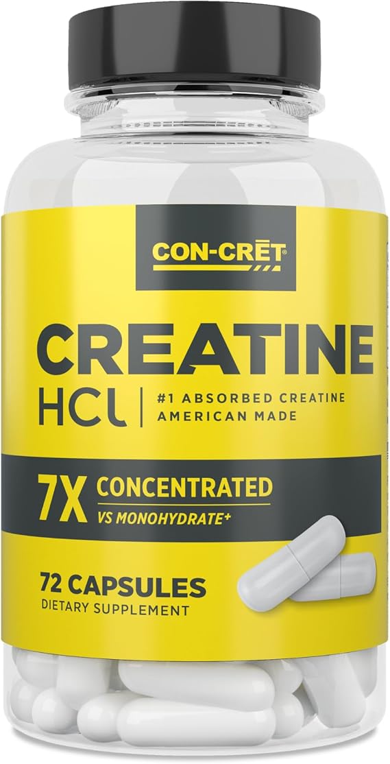 CON-CRET Creatine HCl Capsules for Women and Men, 72 Count