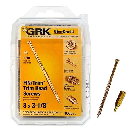 GRK Fasteners #8 x 3-1/8" Finish & Trim Head Screws, 100 PCS